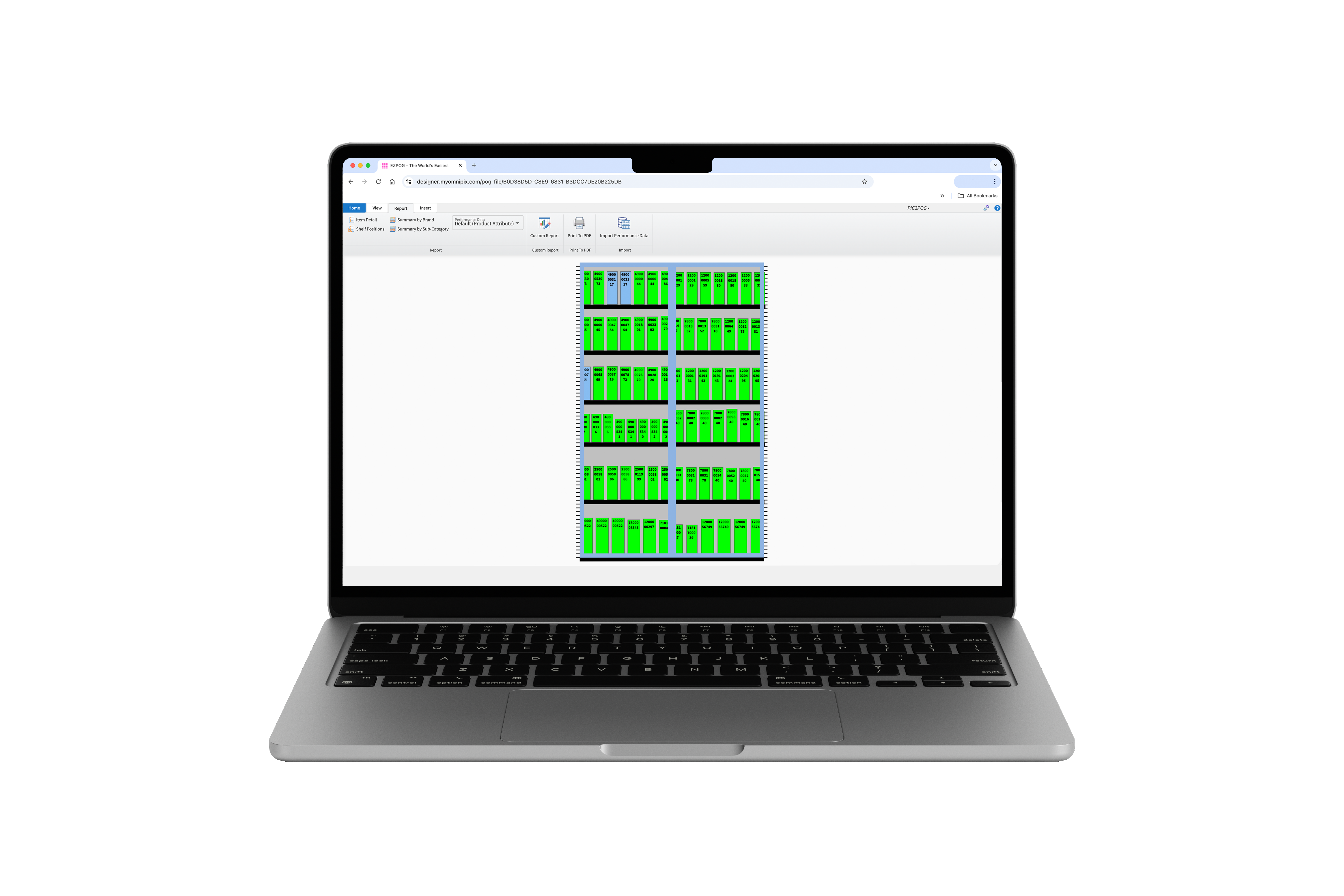 Create custom reports based on your planogram.